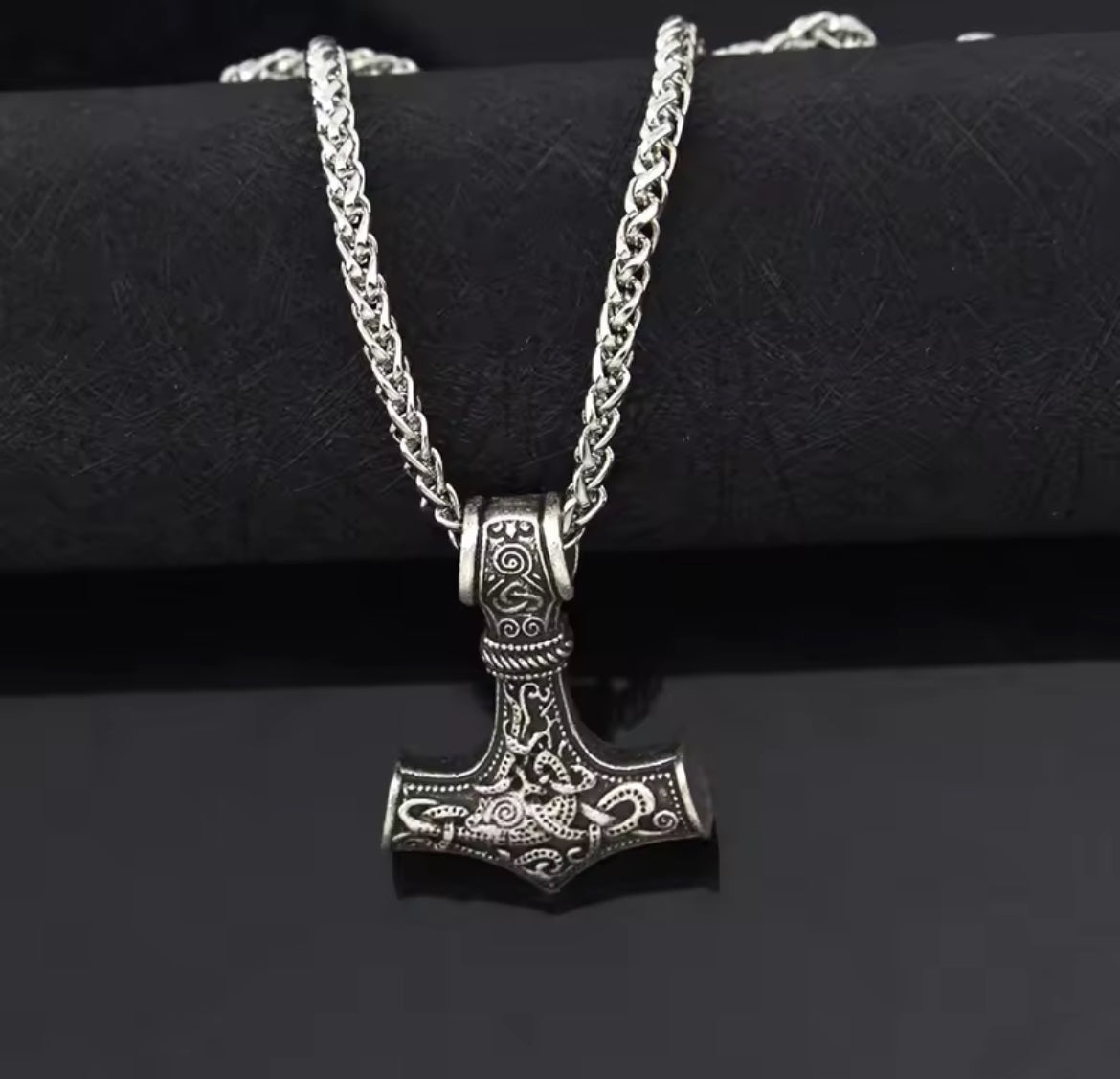 Viking Thor Hammer Pendant Metal Chain Necklace Norse Jewelry