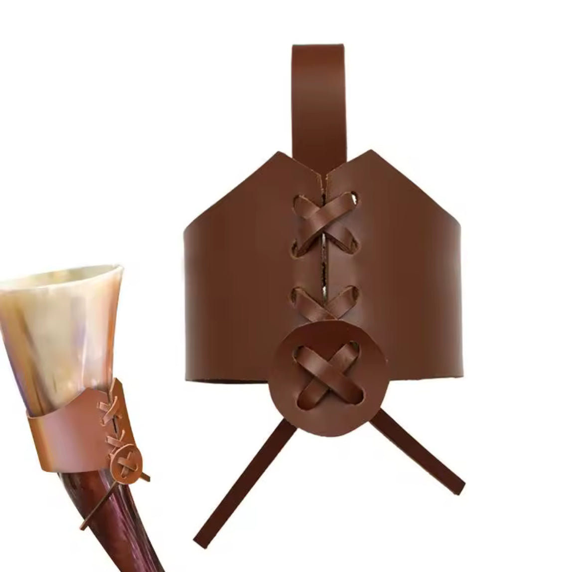 Leather Case For Natural Viking Drinking Horn Mug/Cup
